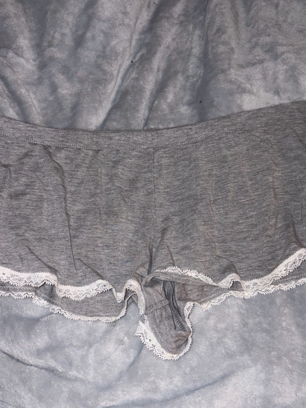 Victoria's Secret Gray Lounge Shorts with White Lace